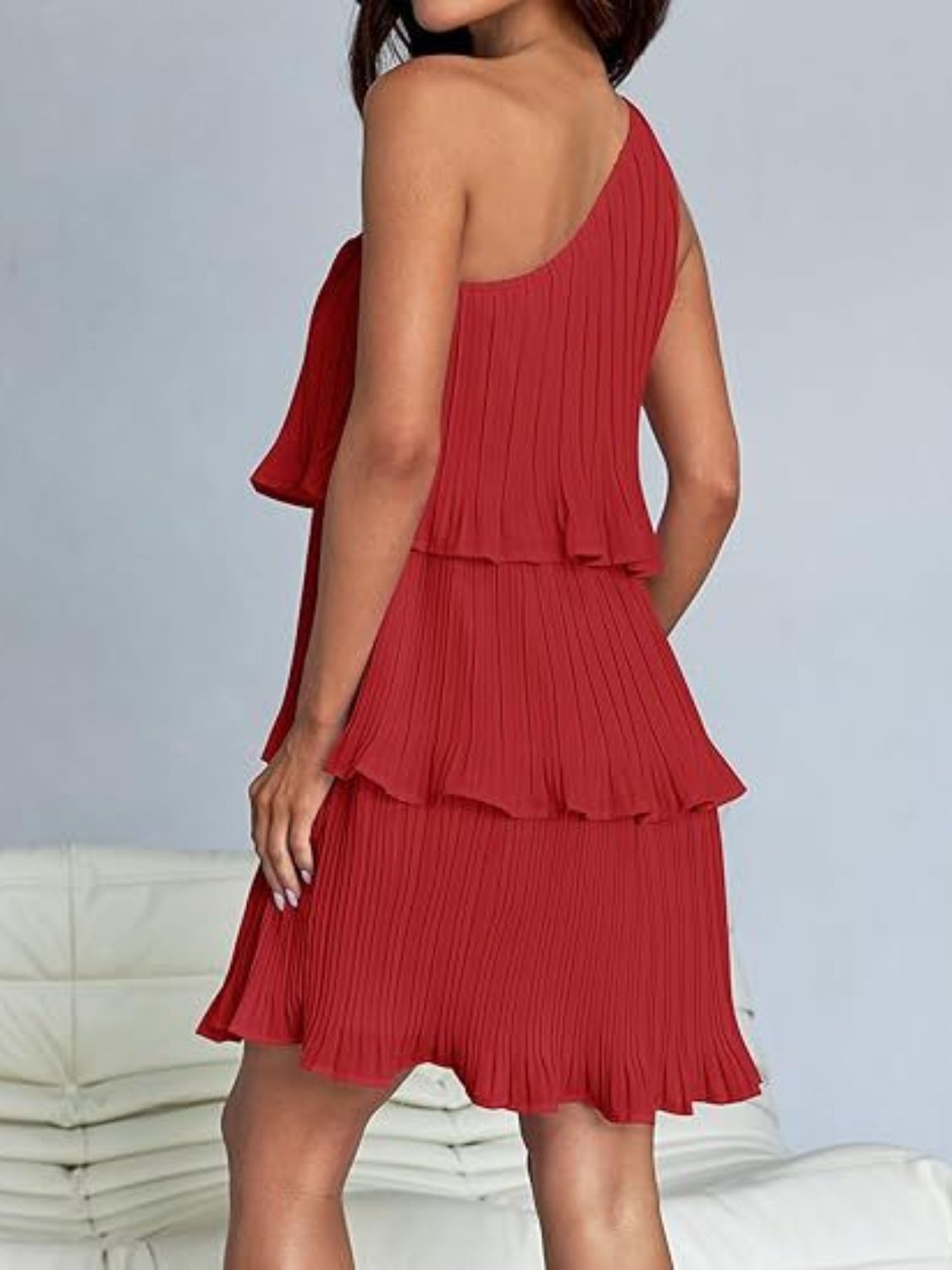 Layered One Shoulder Mini Dress