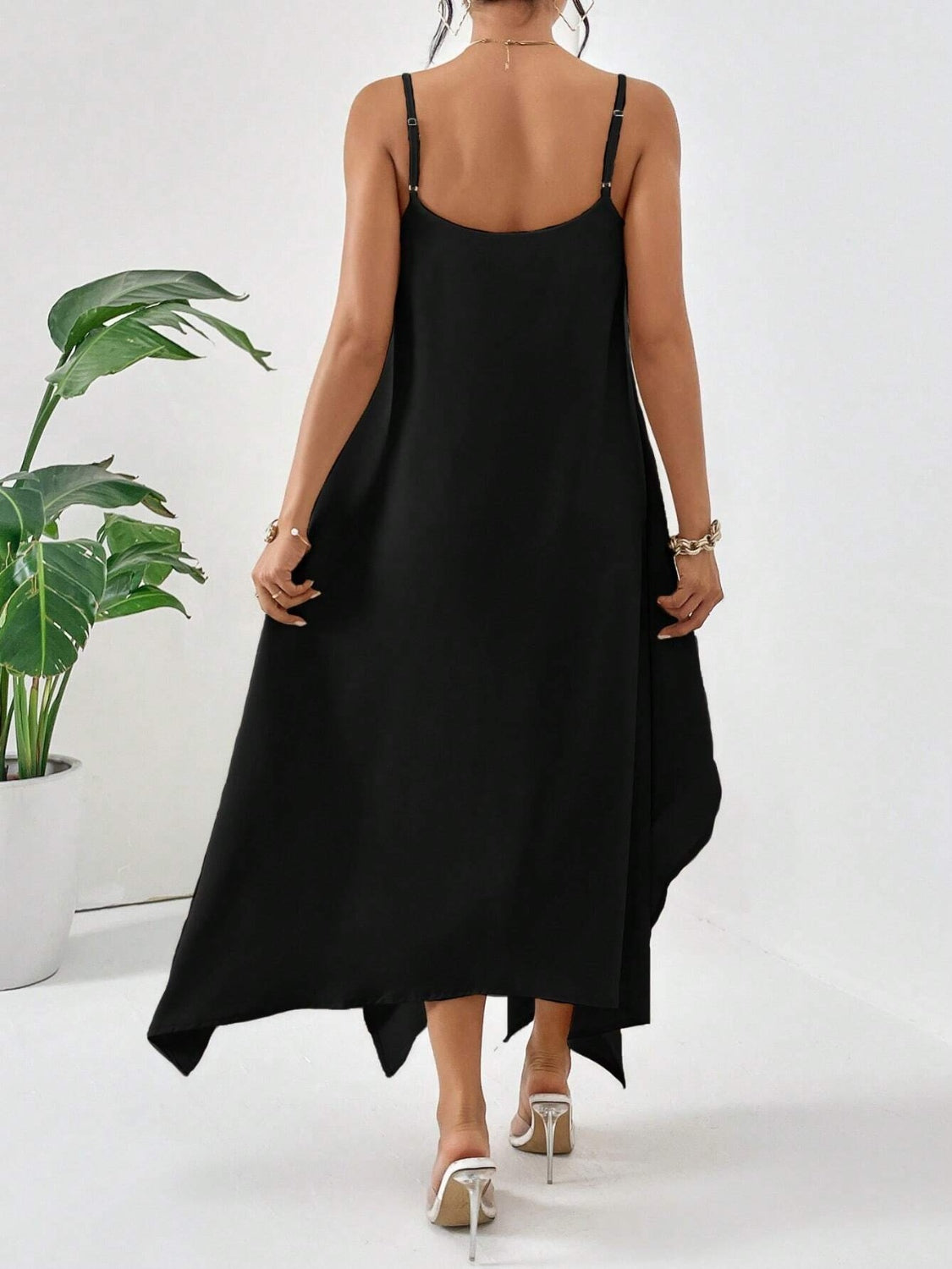 High-low Scoop Neck Midi Cami Dress