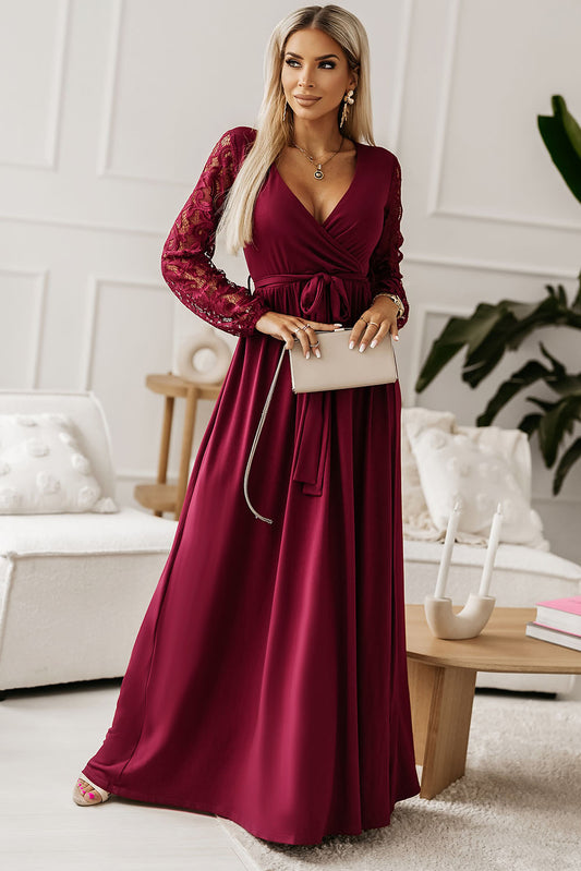 Lace Sleeve Evening Gown