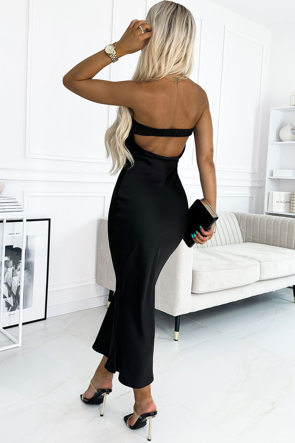 Cutout Open Back Strapless Bodycon Dress