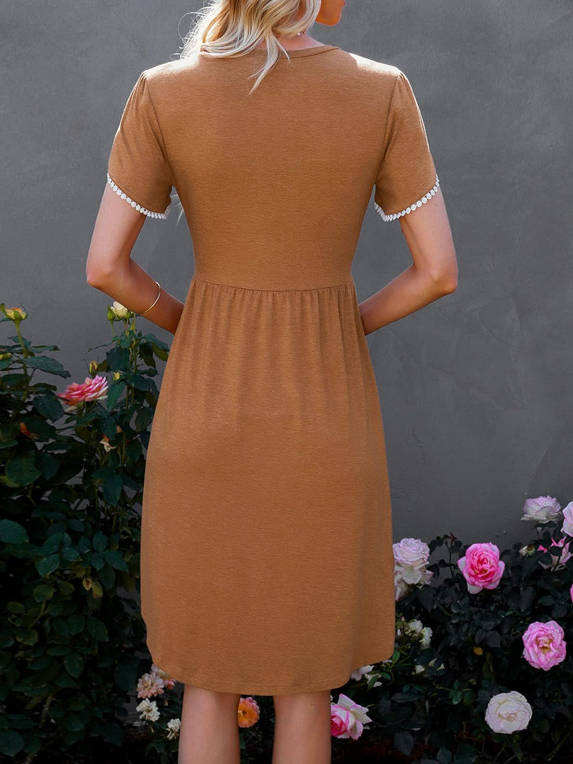 Petal Sleeve Round Neck Dress