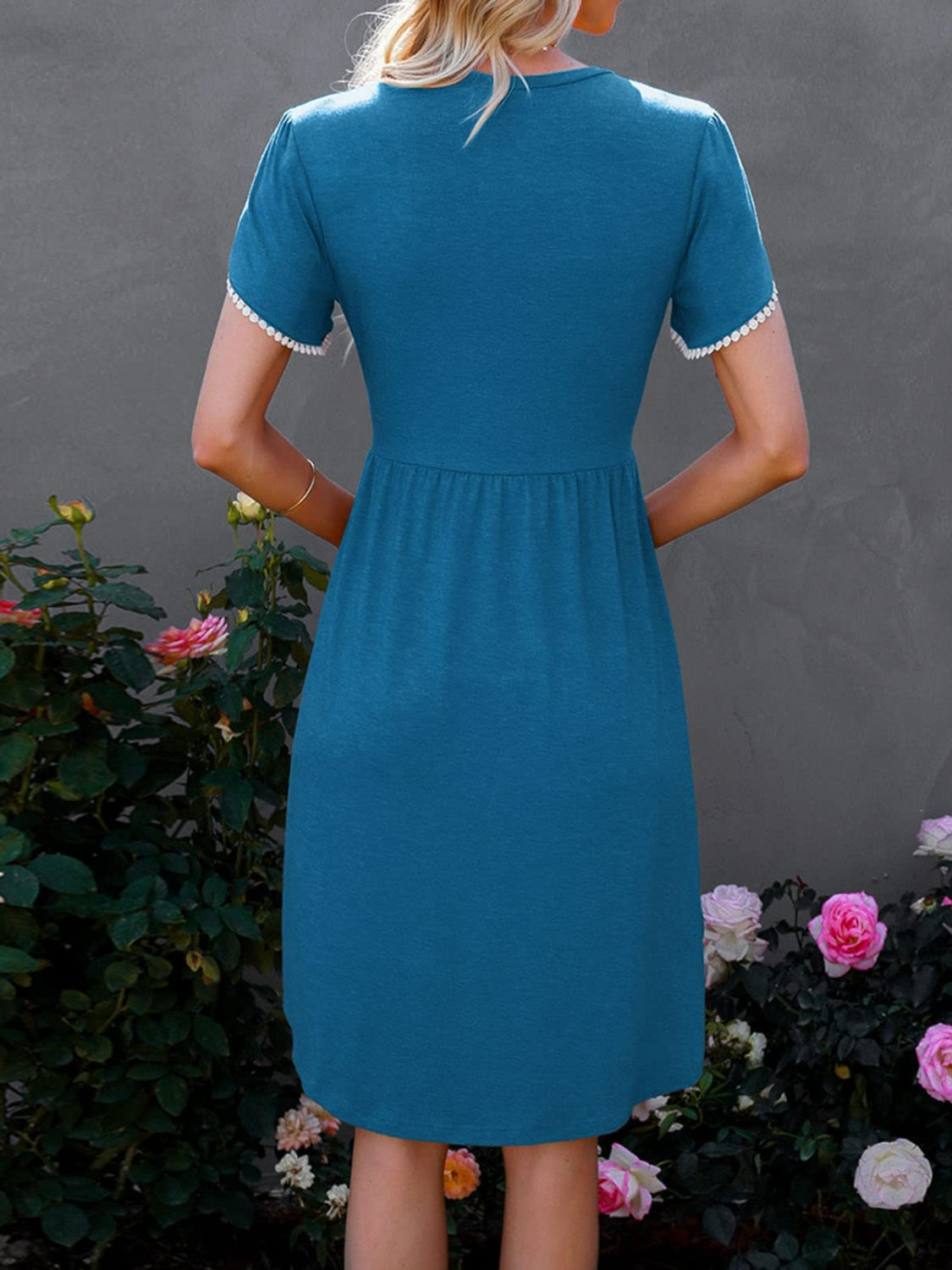 Petal Sleeve Round Neck Dress