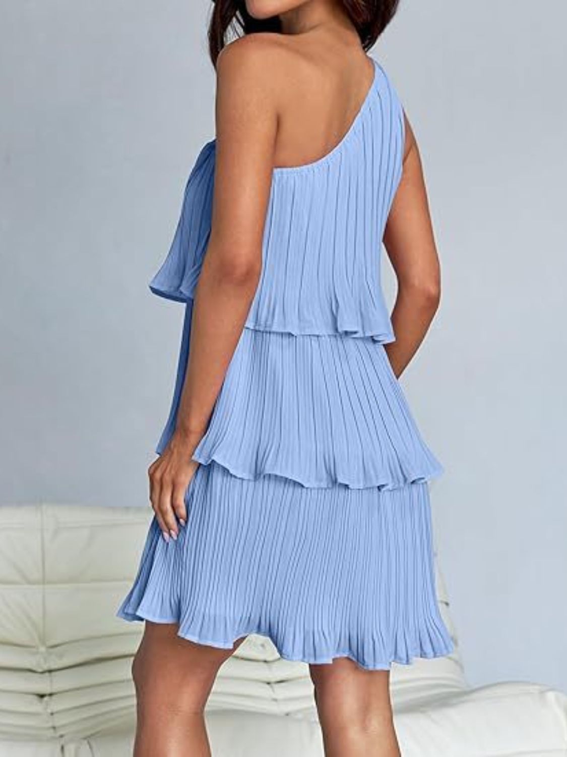 Layered One Shoulder Mini Dress