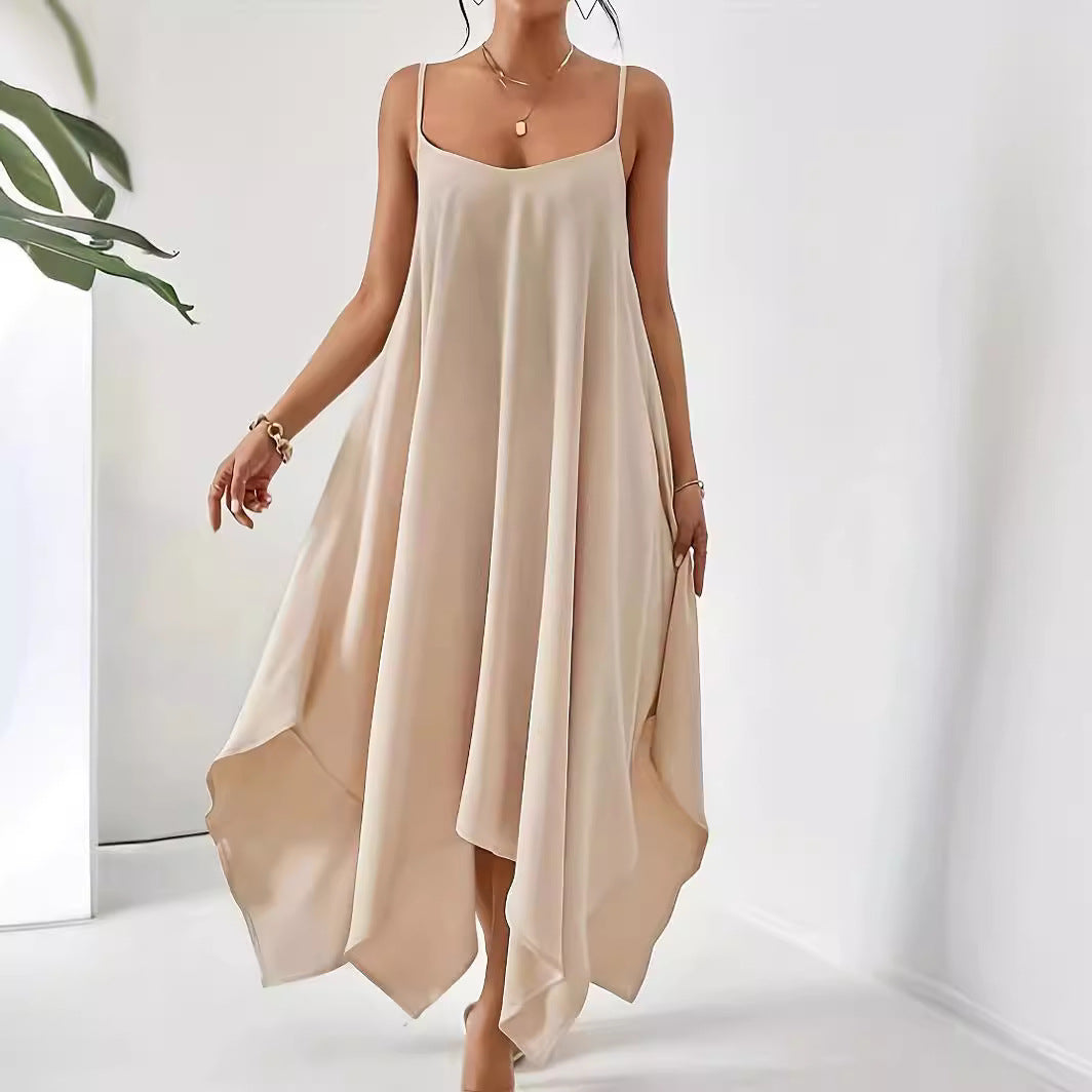 High-low Scoop Neck Midi Cami Dress