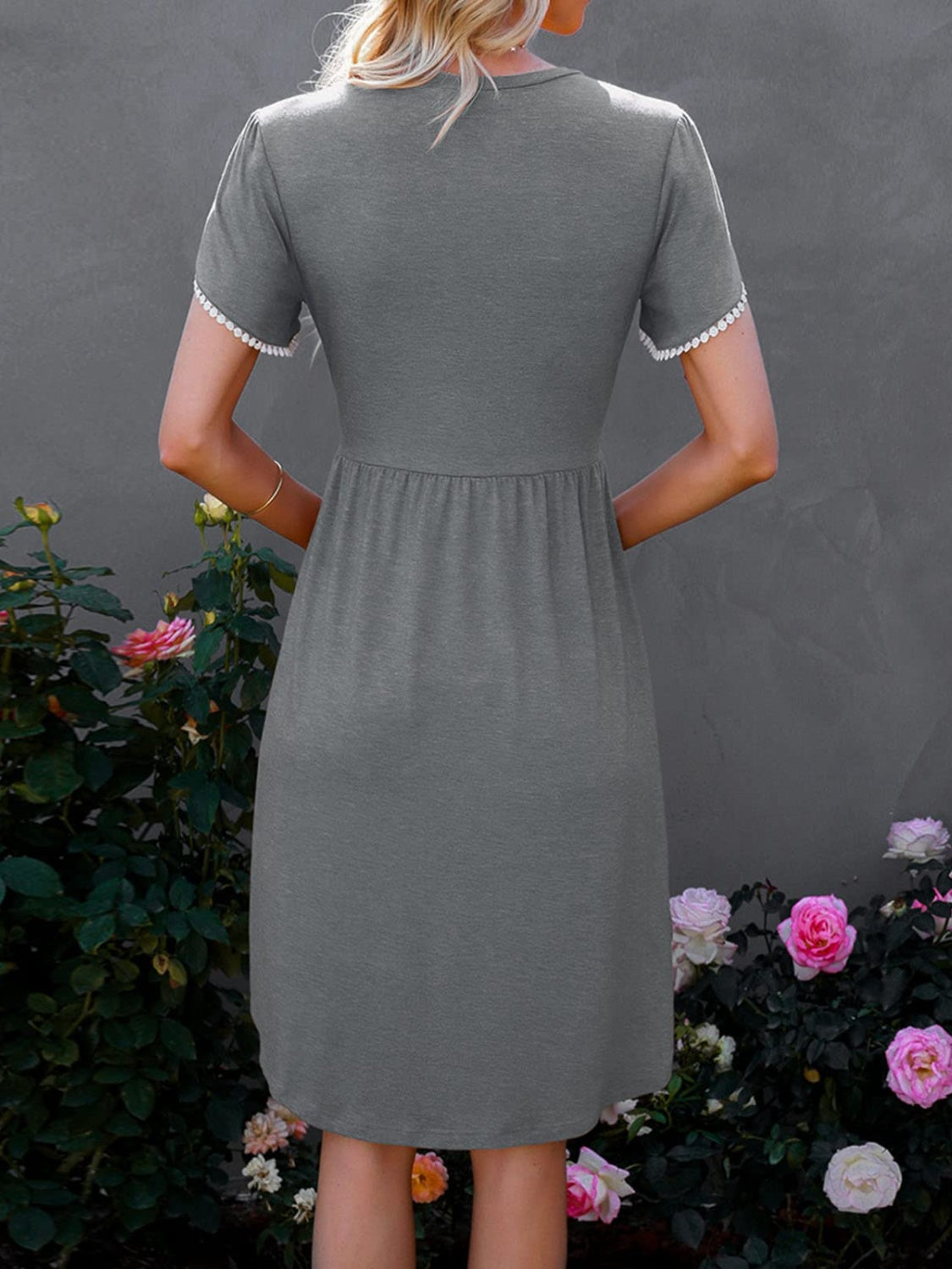 Petal Sleeve Round Neck Dress