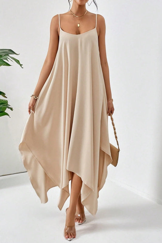 High-low Scoop Neck Midi Cami Dress