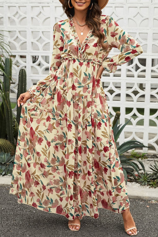 Long floral pattern maxi dress