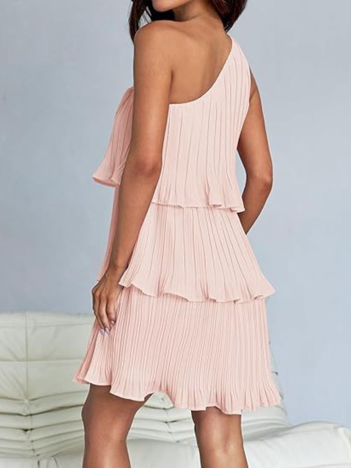 Layered One Shoulder Mini Dress