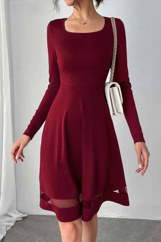 Long sleeve square neck comfort wear dress