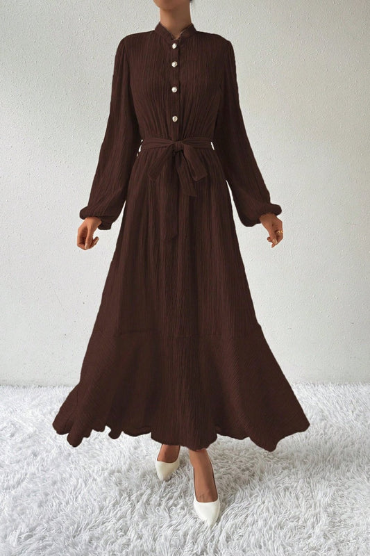 Long sleeve button tie dress