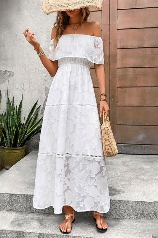 White airy off shoulder dress