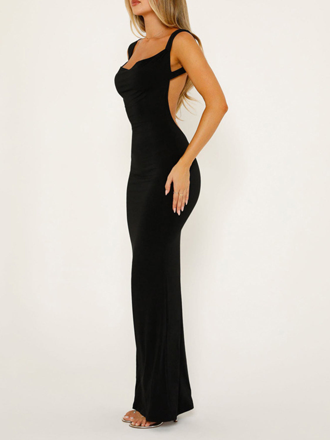 Backless Wide Strap Body Con Dress