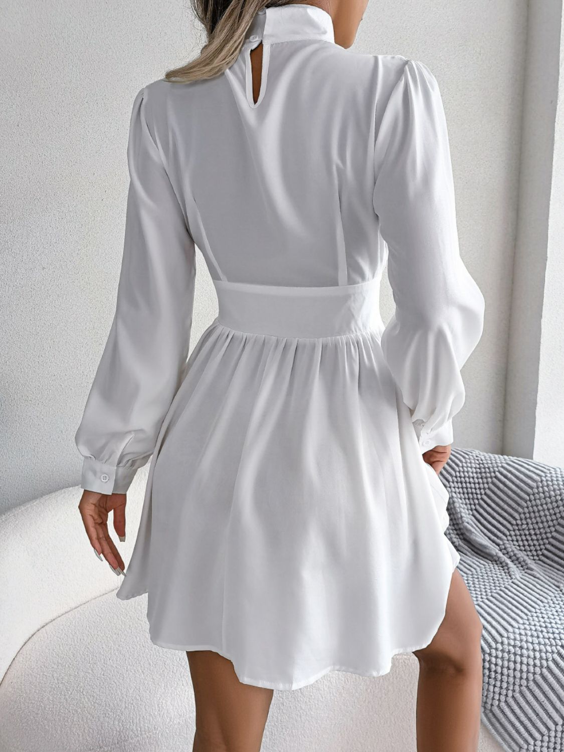 Turtleneck Cutout A-Line Mini Dress