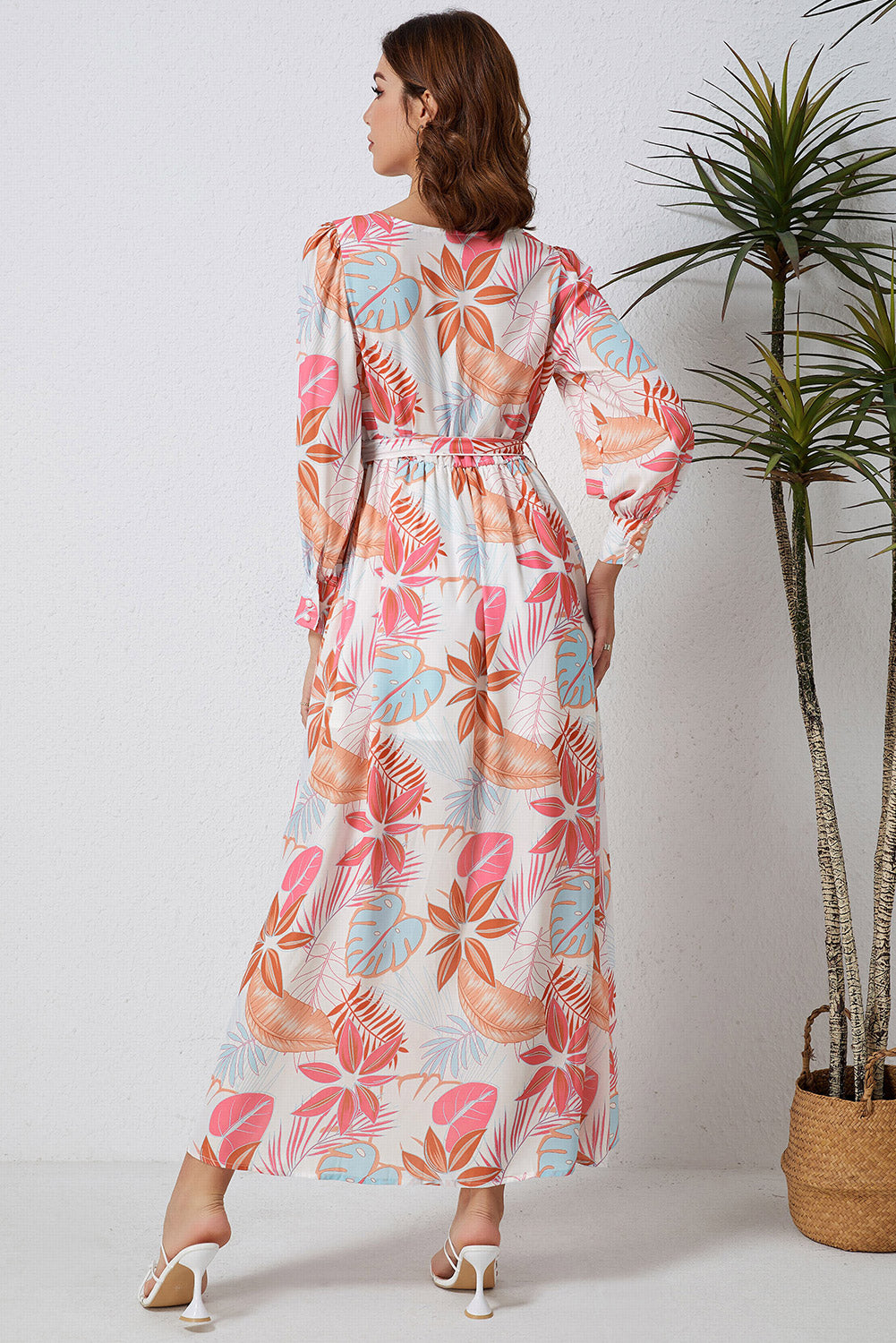 Floral Printed Tie Waist Maxi Dress