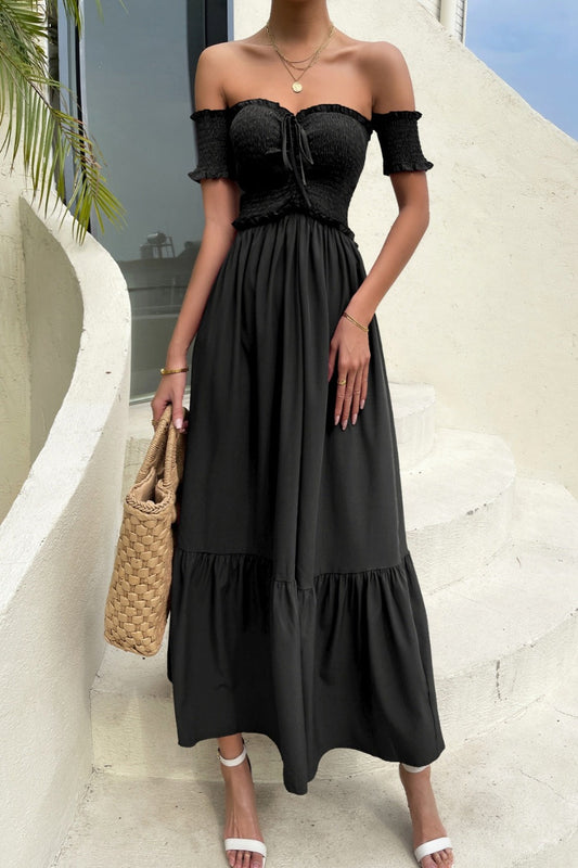 Classy Black off-shoulder Midi Dress